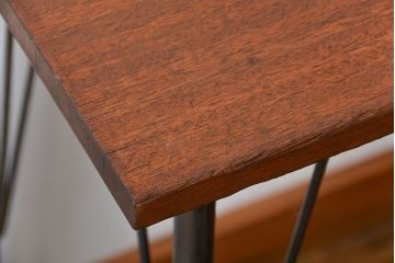アンティーク家具　アンティーク 天板一枚板 古材を使った鉄脚テーブル(8)(作業台、机)