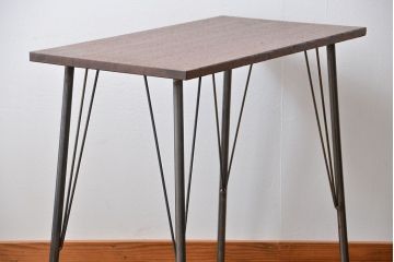 アンティーク家具　アンティーク 天板一枚板 古材を使った鉄脚テーブル(8)(作業台、机)