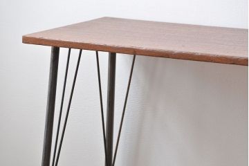 アンティーク家具　アンティーク 天板一枚板 古材を使った鉄脚テーブル(8)(作業台、机)