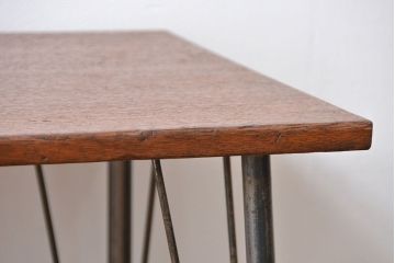 アンティーク家具　アンティーク 天板一枚板 古材を使った鉄脚テーブル(8)(作業台、机)