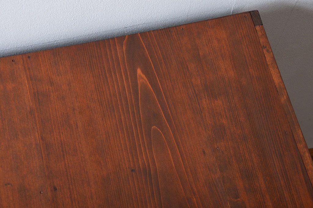 アンティーク家具　古民具・骨董 アンティーク モールガラス入り脚付きチェスト(収納棚、サイドボード)