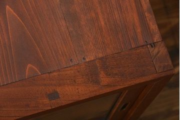 アンティーク家具　古民具・骨董 アンティーク モールガラス入り脚付きチェスト(収納棚、サイドボード)