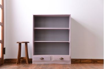 アンティーク家具　アンティークペイント 引き出し付き本棚(飾り棚)