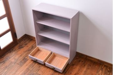 アンティーク家具　アンティークペイント 引き出し付き本棚(飾り棚)