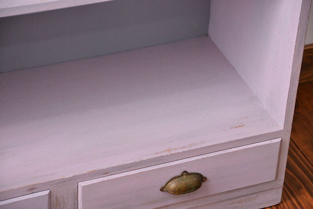 アンティーク家具　アンティークペイント 引き出し付き本棚(飾り棚)