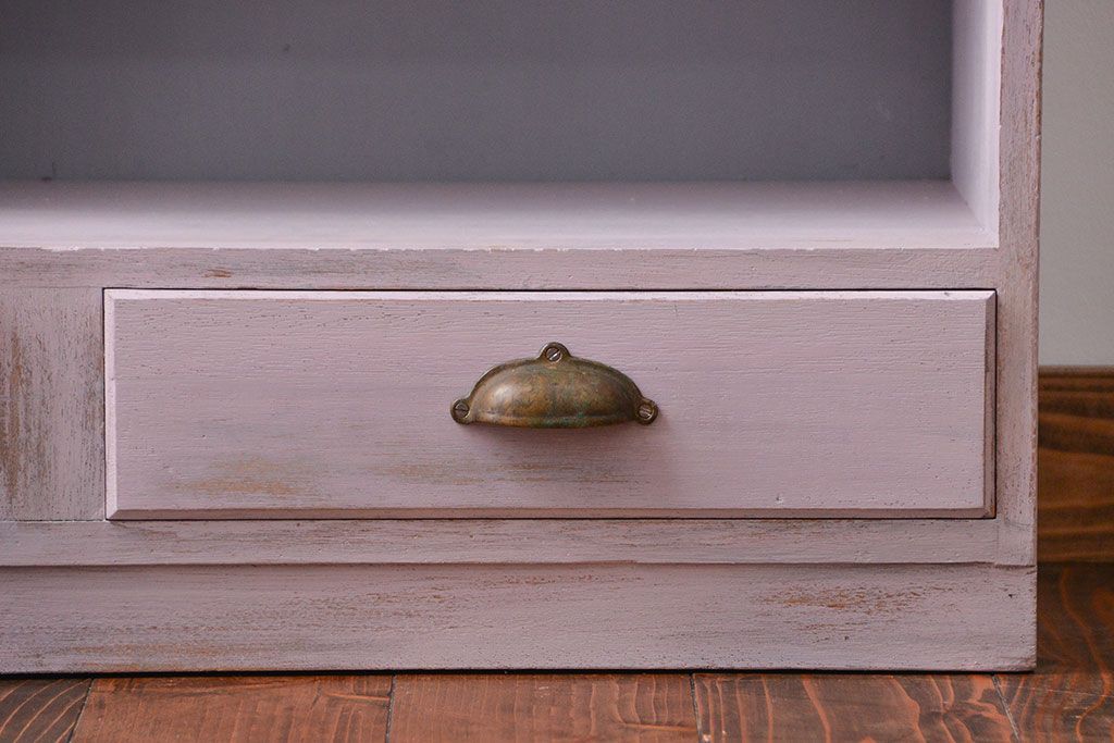 アンティーク家具　アンティークペイント 引き出し付き本棚(飾り棚)