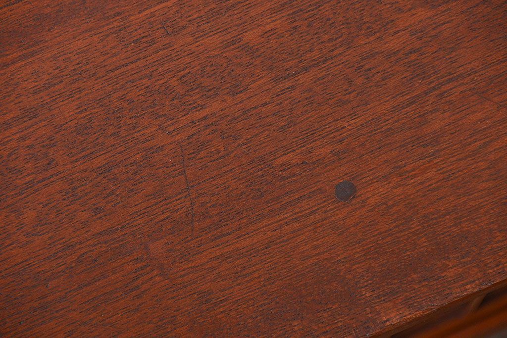 アンティーク家具　古民具・骨董 格子引き戸とモールガラスが素敵な収納棚