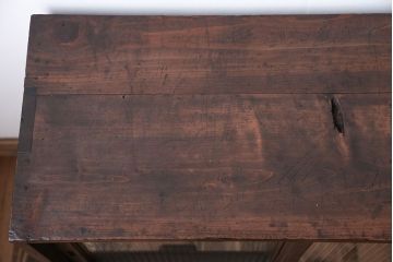 アンティーク家具　アンティーク 古い木の小さなモールガラス収納棚(戸棚)