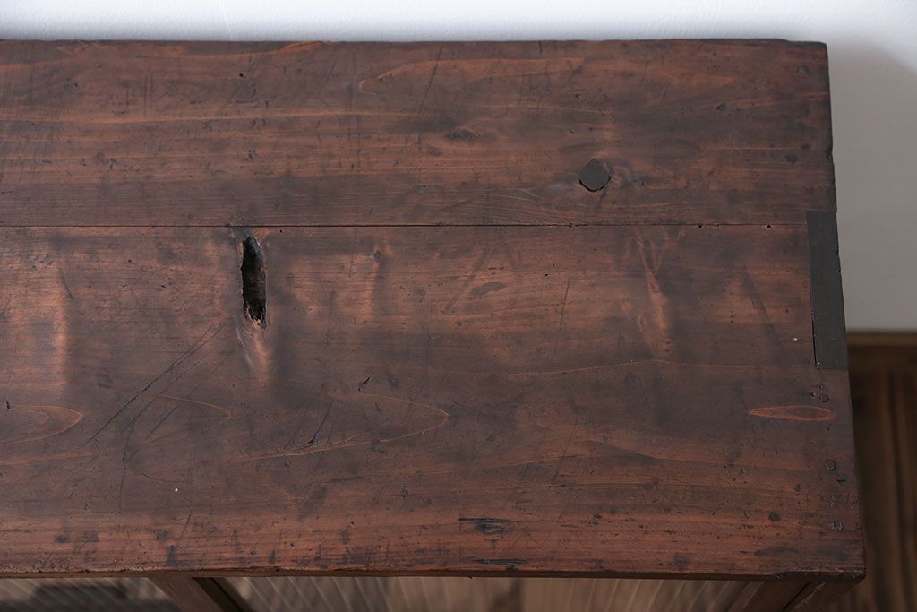 アンティーク家具　アンティーク 古い木の小さなモールガラス収納棚(戸棚)