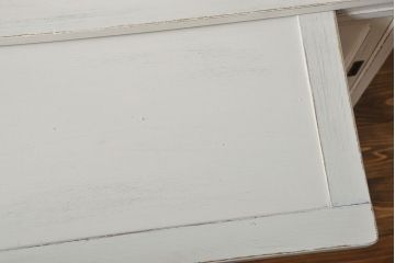 アンティーク家具　アンティークペイント 気泡ガラスの脚付き食器棚(カップボード、収納棚)