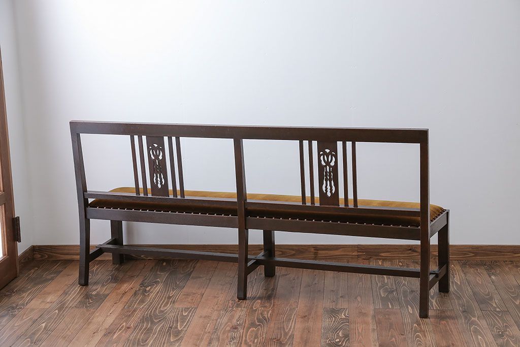 アンティーク家具　大正ロマン 古い洋館のアンティークベンチ(長椅子、長イス)
