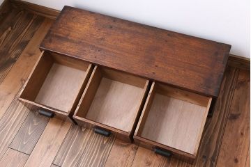 アンティーク家具　アンティーク 両面引き出しローボード(置き床、飾り台)