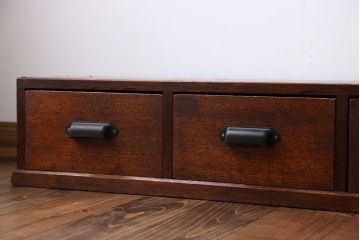 アンティーク家具　アンティーク 両面引き出しローボード(置き床、飾り台)