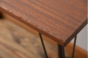 アンティーク家具　アンティーク 天板一枚板 古材を使った鉄脚テーブル(9)(作業台、机)