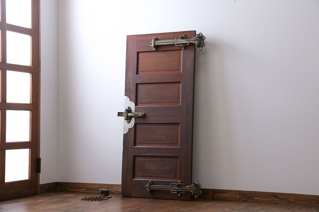 アンティーク 珍品!古い氷屋のシャビーな冷蔵室ドア(1)(扉、冷蔵庫)