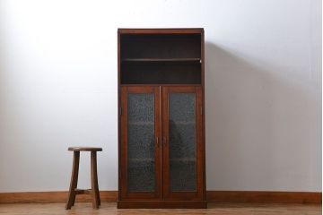 アンティーク家具　アンティーク 古いナラ材の縦型ブックケース(本棚、収納棚)