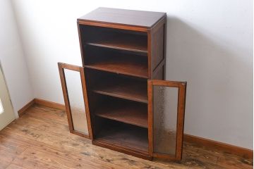 アンティーク家具　アンティーク 古いナラ材の縦型ブックケース(本棚、収納棚)