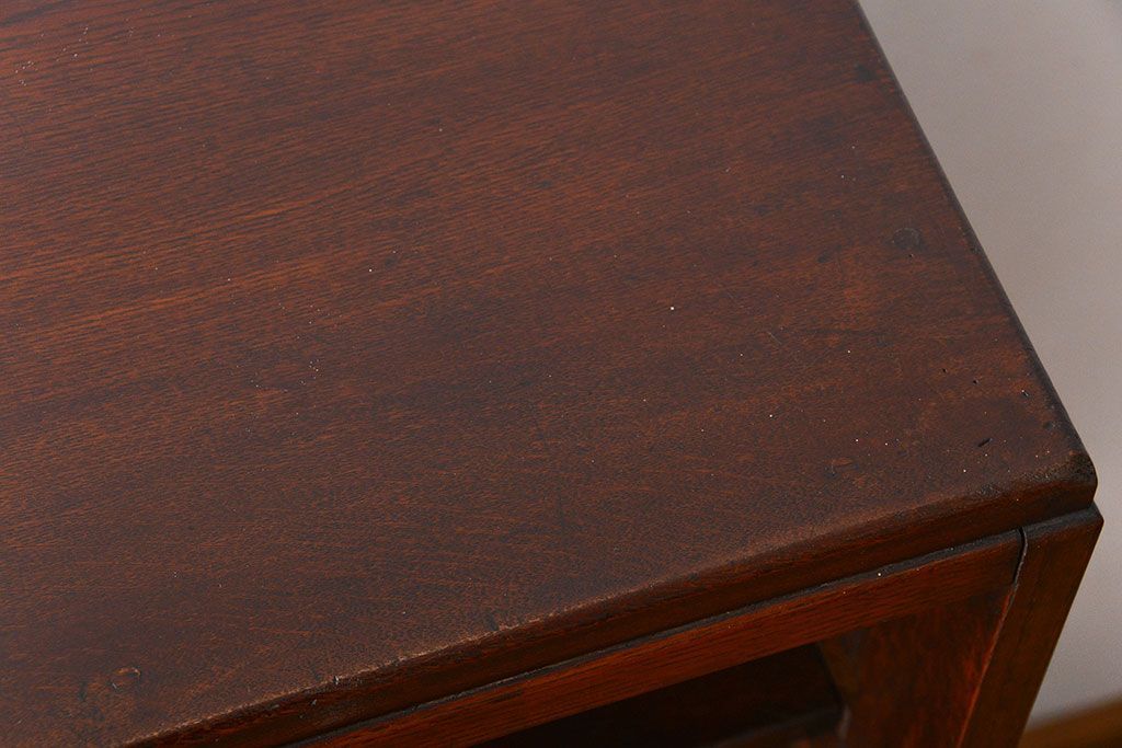 アンティーク家具　アンティーク 古いナラ材の縦型ブックケース(本棚、収納棚)