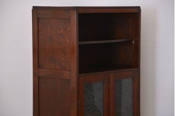 アンティーク家具　アンティーク 古いナラ材の縦型ブックケース(本棚、収納棚)