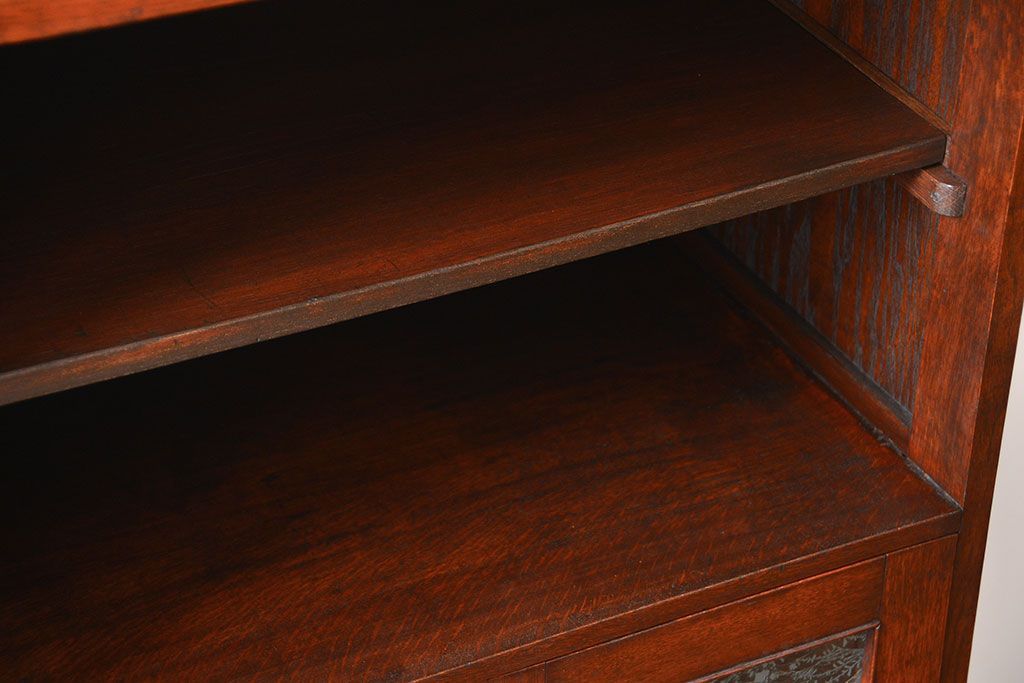 アンティーク家具　アンティーク 古いナラ材の縦型ブックケース(本棚、収納棚)