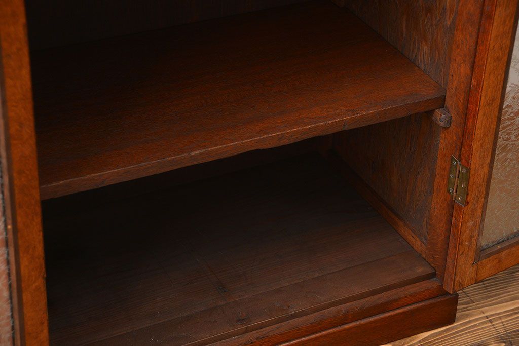 アンティーク家具　アンティーク 古いナラ材の縦型ブックケース(本棚、収納棚)