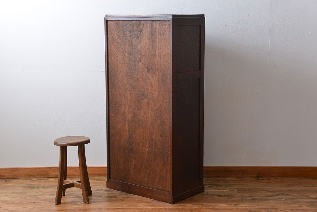 アンティーク家具　アンティーク 古いナラ材の縦型ブックケース(本棚、収納棚)