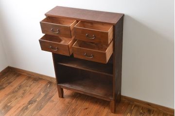 レトロ家具　昭和レトロ 薄型4杯引き出し付き本棚