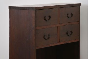 レトロ家具　昭和レトロ 薄型4杯引き出し付き本棚