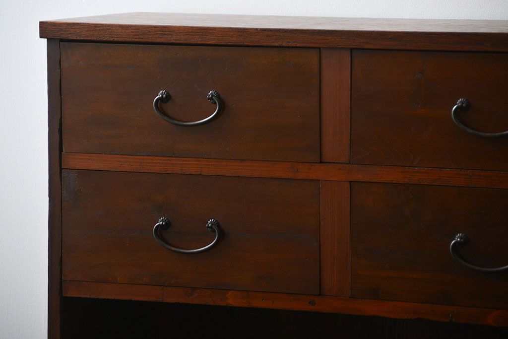 レトロ家具　昭和レトロ 薄型4杯引き出し付き本棚