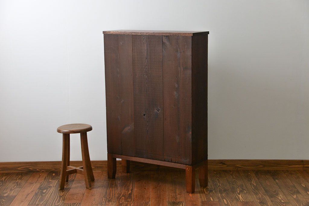 レトロ家具　昭和レトロ 薄型4杯引き出し付き本棚