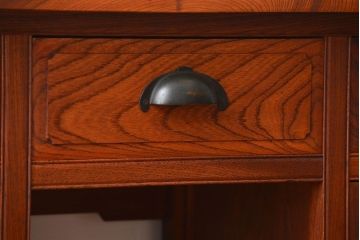 アンティーク家具　アンティーク 古い欅材の薄型両袖机(サイドテーブル)