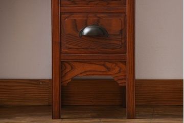 アンティーク家具　アンティーク 古い欅材の薄型両袖机(サイドテーブル)