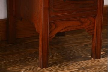 アンティーク家具　アンティーク 古い欅材の薄型両袖机(サイドテーブル)