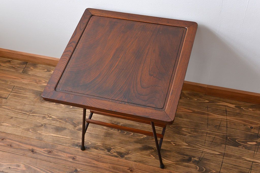 アンティーク家具　アンティーク 鉄脚のスクエアコーヒーテーブル(センターテーブル)