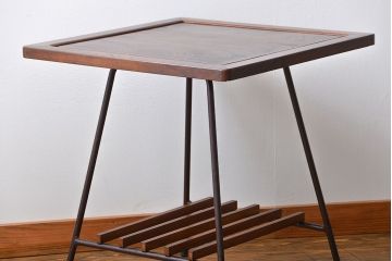 アンティーク家具　アンティーク 鉄脚のスクエアコーヒーテーブル(センターテーブル)