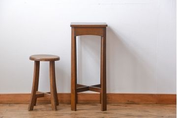 アンティーク雑貨　アンティーク 古いナラ材の花台(サイドテーブル)