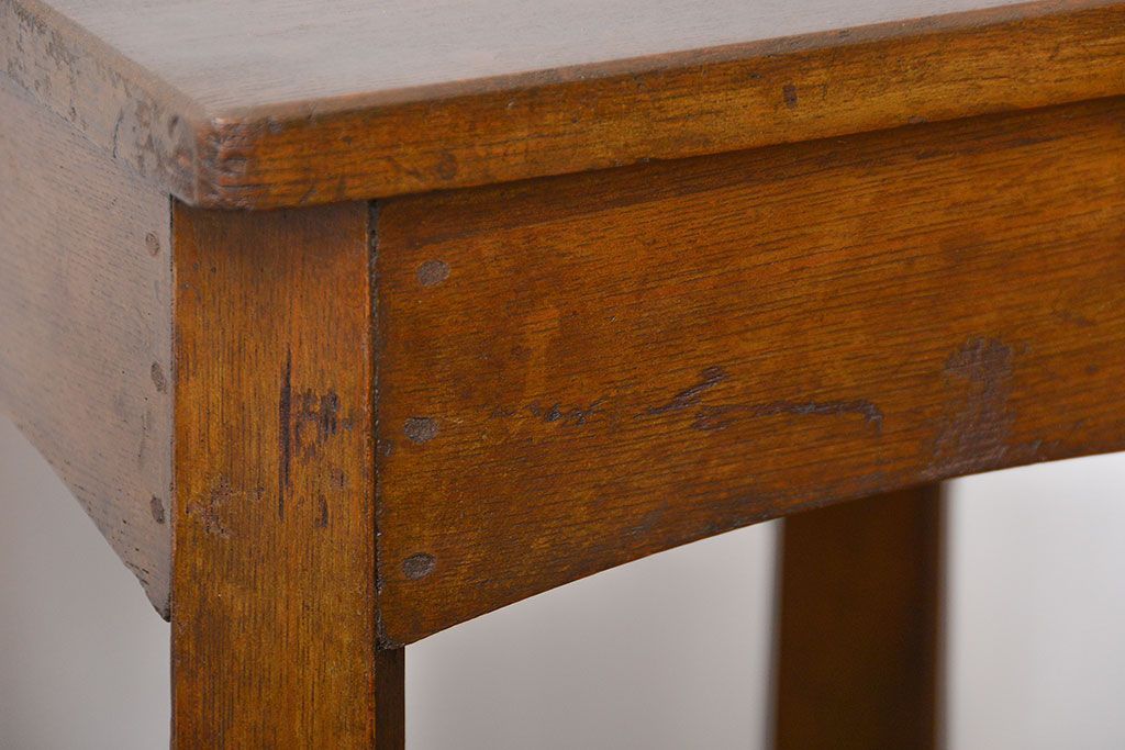 アンティーク雑貨　アンティーク 古いナラ材の花台(サイドテーブル)