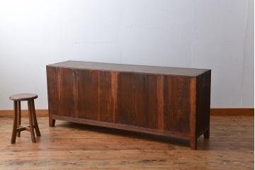 アンティーク家具　アンティーク 大正ロマン 丸窓の脚付きローボード(テレビボード)