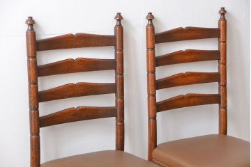 レトロ家具　昭和レトロ　1970年頃ナラ材のダイニングチェア2脚セット(椅子)