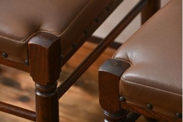 レトロ家具　昭和レトロ　1970年頃ナラ材のダイニングチェア2脚セット(椅子)