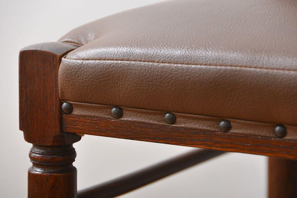 レトロ家具　昭和レトロ　1970年頃ナラ材のダイニングチェア2脚セット(椅子)