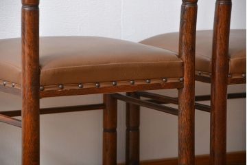 レトロ家具　昭和レトロ　1970年頃ナラ材のダイニングチェア2脚セット(椅子)