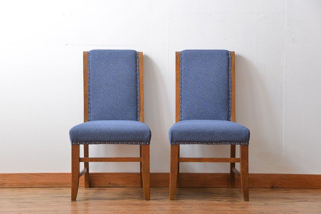 アンティーク家具　古い木のアンティークなダイニングチェア2脚セット