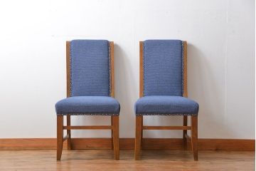 アンティーク家具　古い木のアンティークなダイニングチェア2脚セット