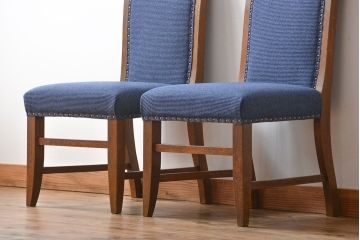 アンティーク家具　古い木のアンティークなダイニングチェア2脚セット