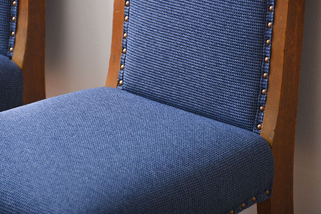 アンティーク家具　古い木のアンティークなダイニングチェア2脚セット