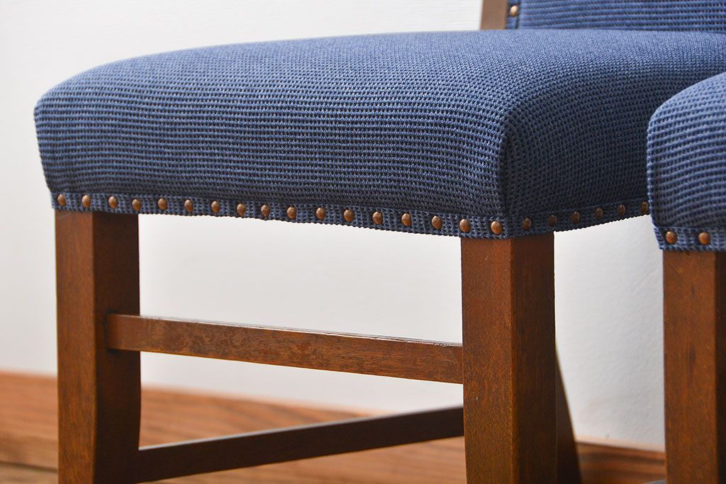 アンティーク家具　古い木のアンティークなダイニングチェア2脚セット