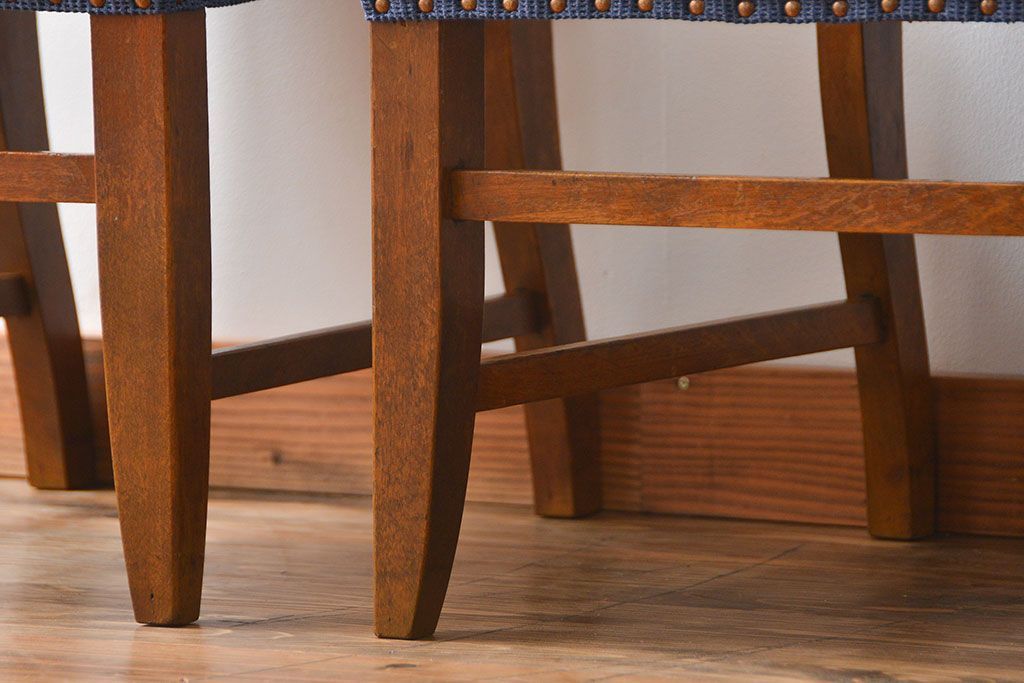 アンティーク家具　古い木のアンティークなダイニングチェア2脚セット