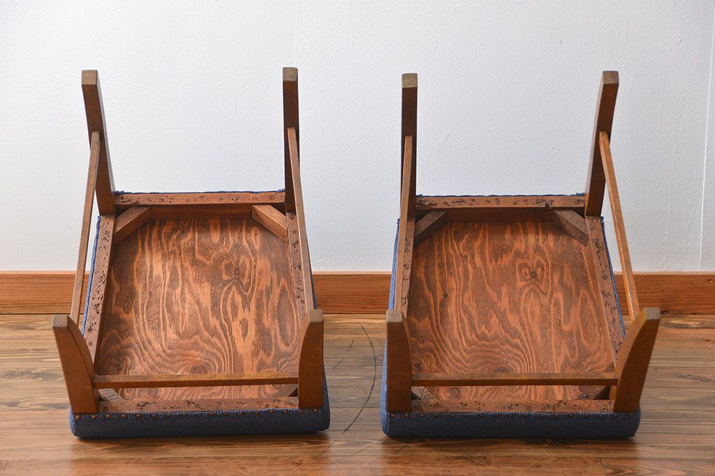 アンティーク家具　古い木のアンティークなダイニングチェア2脚セット