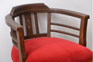 アンティーク家具　大正ロマン　ナラ材!アンティークアームチェア(回転イス)